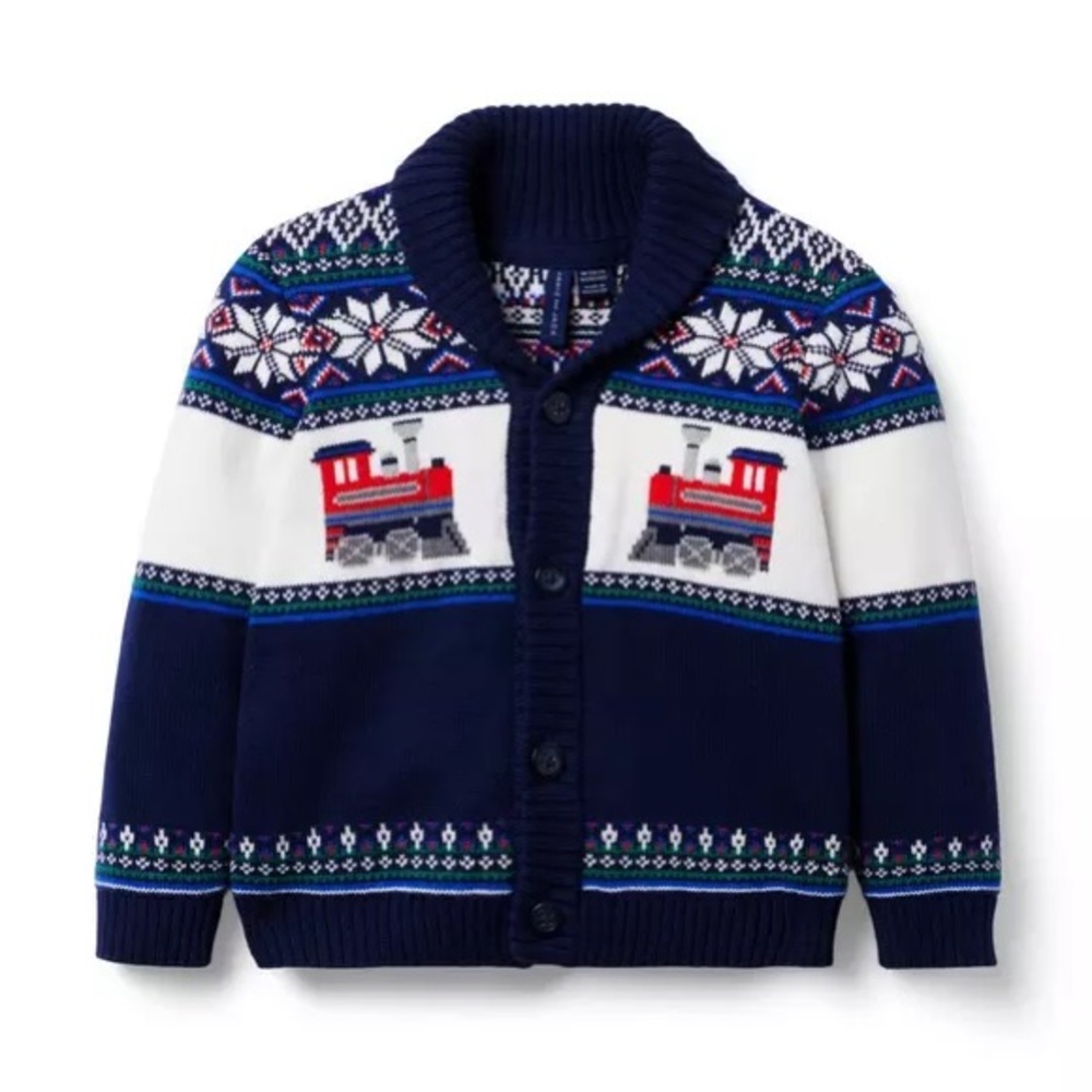 Janie and Jack The Holiday Train Cardigan